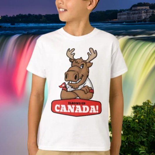 Ellebogen omhoog Canada! Grappige eland met vlag K T-shirt