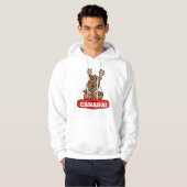 Ellebogen omhoog Canada! Grappige Moose met vlag h Hoodie (Voorkant volledig)