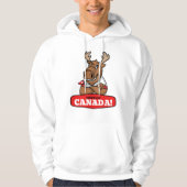 Ellebogen omhoog Canada! Grappige Moose met vlag h Hoodie (Voorkant)