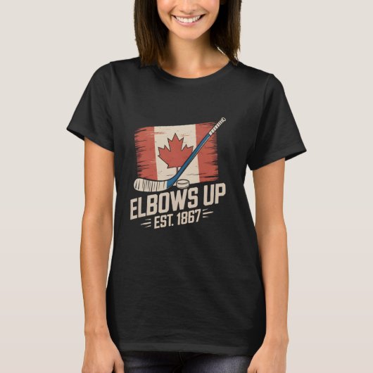 Ellebogen Omhoog Canada Opgericht 1867 Trots Canad T-shirt (Voorkant)