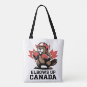 Ellebogen omhoog Canada | Quirky Canadian Pride Gi Tote Bag (Achterkant)