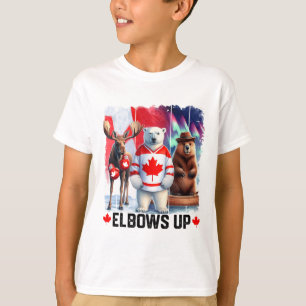 Ellebogen Omhoog Canada Vlag Hockey Grappige Bever T-shirt