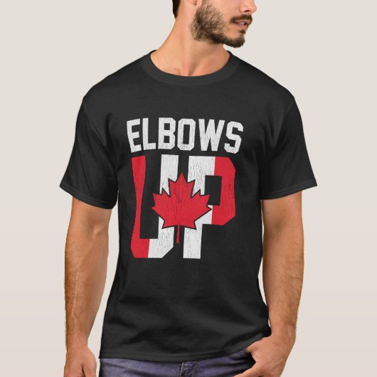 Ellebogen Omhoog – Canadees Vlag Statement Design T-shirt (Voorkant)