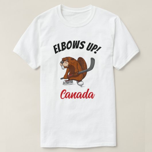 Ellebogen omhoog! Canadese bever T-shirt (Design voorkant)