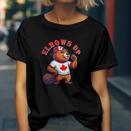 Ellebogen omhoog Canadese bever T-shirt
