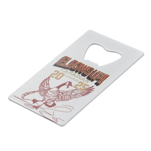 Ellebogen omhoog! Canadian League Canada Ganzen Creditkaart Flessenopener (Voorkant Gekanteld)