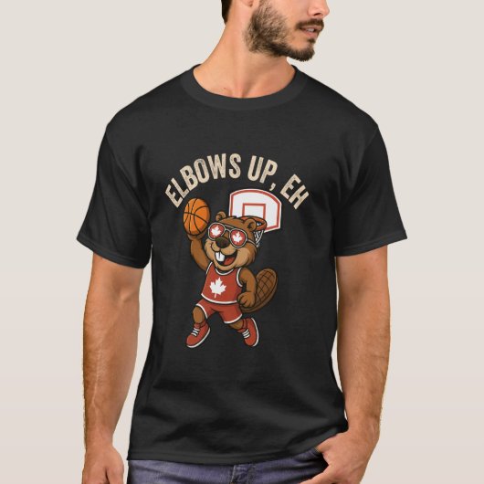Ellebogen Omhoog Eh Bever Basketbal TShirt Grappig (Voorkant)