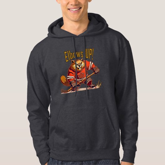 Ellebogen omhoog! Hockey Beaver, Canadese vlag Map Hoodie (Voorkant)