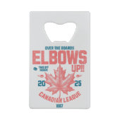 Ellebogen omhoog! Over de Boards Canadian League H Creditkaart Flessenopener (Achterkant)