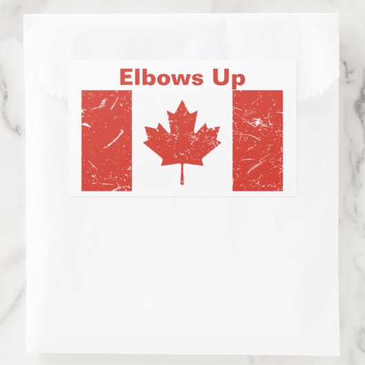 Ellebogen omhoog rechthoekige sticker (Tas)