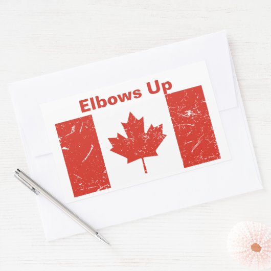 Ellebogen omhoog rechthoekige sticker (Envelop)