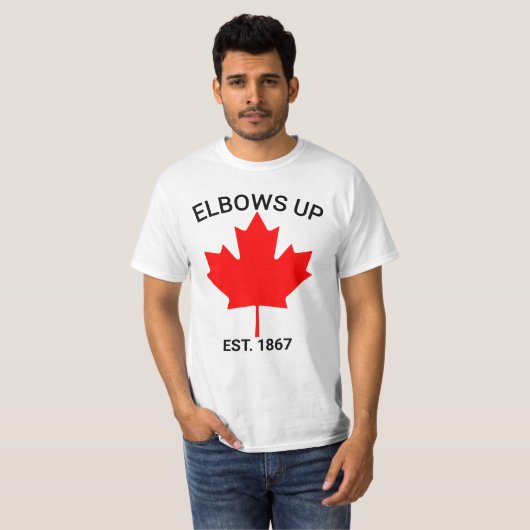 Ellebogen omhoog Shirt | Canada Strong | Steun Can (Voorkant volledig)