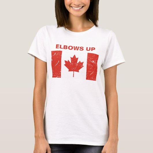 Ellebogen omhoog t-shirt (Voorkant)