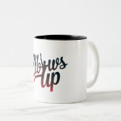 ellebogen omhoog tweekleurige koffiemok (Voorkant rechts)