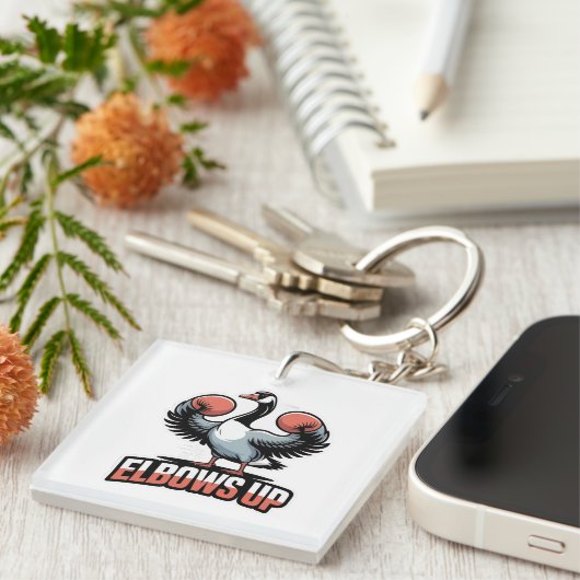 Ellebogen omhoog - Vechten Canadese Gans Sleutelhanger (Voorkant Rechts)