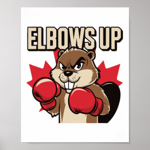 Elleboog Omhoog Bever Boksen Trots Canadees Sterk Poster