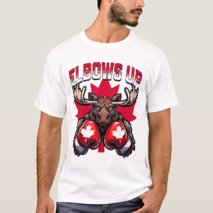 Elleboog Omhoog Canada Boksen Eland Esdoornblad Ca T-shirt