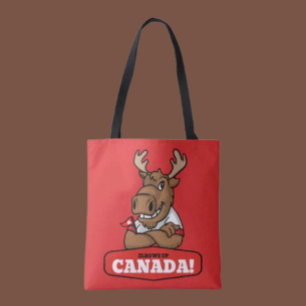 Elleboog Omhoog Canada! Grappige muis houdt vlag v Tote Bag