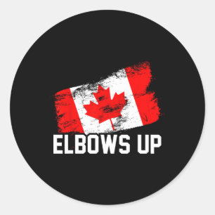 Elleboog Omhoog Funny Canadees Hockey Maple Leaf T Ronde Sticker