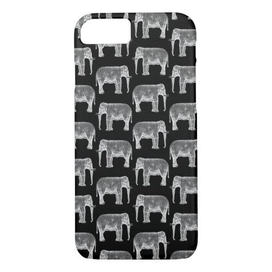 ellefant afdrukpatroon zwart-wit Case-Mate iPhone case (Achterkant)