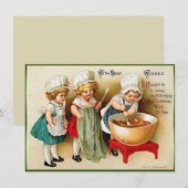 Ellen Clapsaddle 3 Kleine Meisjes Oude Kerstmis Notitiekaartje (Voorkant / Achterkant)
