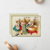 Ellen Clapsaddle 3 Kleine Meisjes Oude Kerstmis Notitiekaartje (Voorkant / Achterkant in situ)
