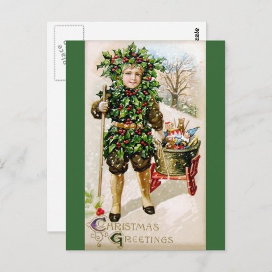 Ellen Clapsaddle: Holly Boy met speelgoed Briefkaart (Voorkant / Achterkant)