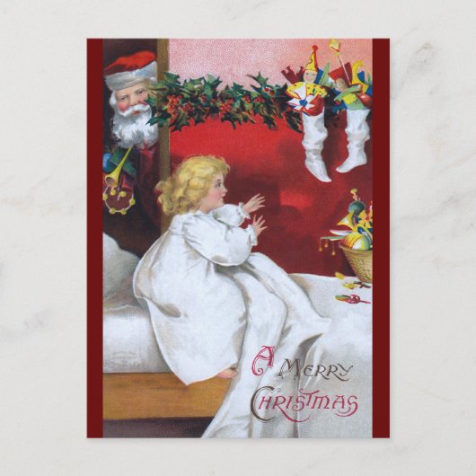 Ellen H. Clapsaddle: De kerstman aan het kijken Feestdagenkaart (Voorkant)