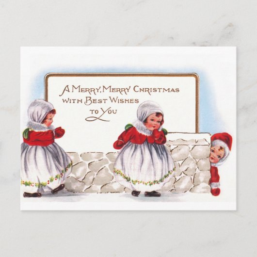 Ellen H. Clapsaddle - Drie kleine kerstmeisjes Feestdagenkaart (Voorkant)