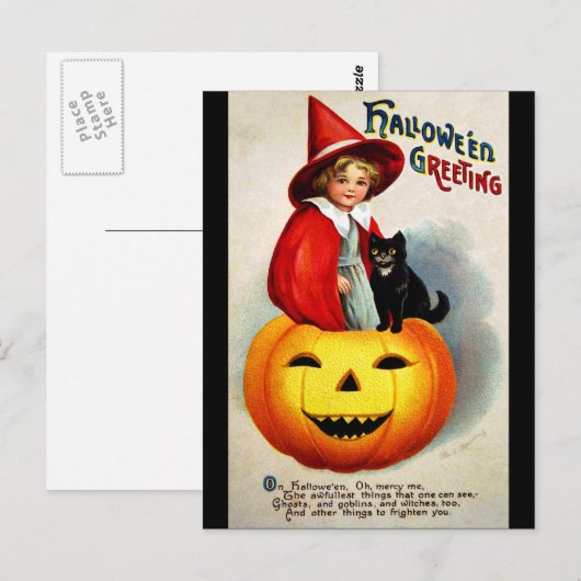 Ellen H. Clapsaddle: Haak in Jack O'Lantern Briefkaart (Voorkant / Achterkant)