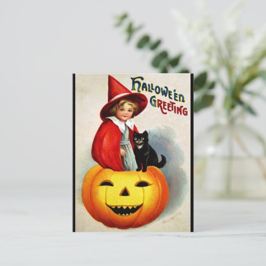 Ellen H. Clapsaddle: Haak in Jack O'Lantern Briefkaart (Staand voorkant)