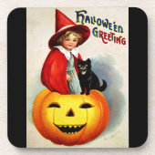 Ellen H. Clapsaddle: Haak in Jack O'Lantern Drankjes Onderzetter (Voorkant)