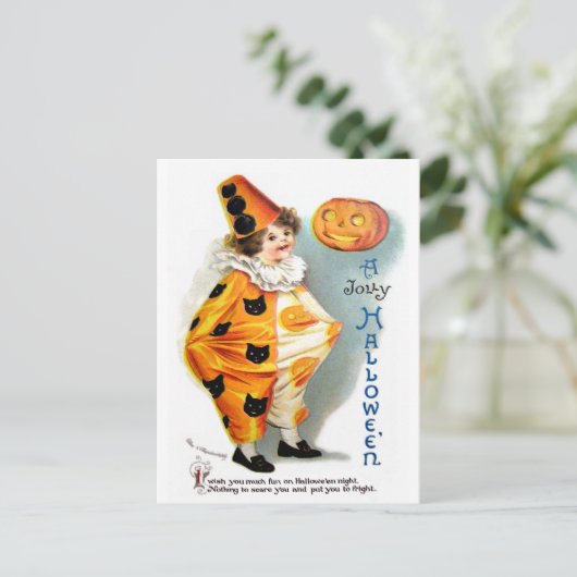 Ellen H. Clapsaddle: Halloween Harlequin Briefkaart (Staand voorkant)