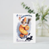 Ellen H. Clapsaddle: Halloween Harlequin met kat Briefkaart (Staand voorkant)