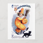 Ellen H. Clapsaddle: Halloween Harlequin met kat Briefkaart (Voorkant)
