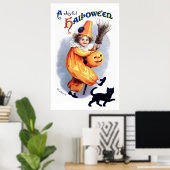 Ellen H. Clapsaddle: Halloween Harlequin with Cat Poster (Thuiskantoor)