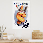 Ellen H. Clapsaddle: Halloween Harlequin with Cat Poster (Keuken)