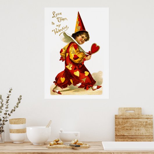 Ellen H. Clapsaddle: Harlequin met hart Poster (Keuken)