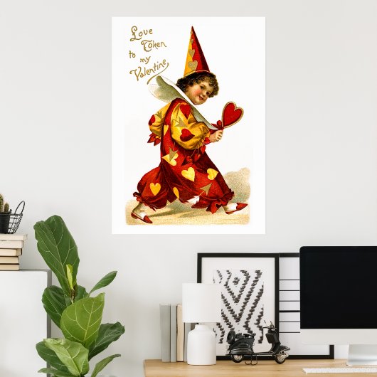 Ellen H. Clapsaddle: Harlequin met hart Poster (Thuiskantoor)