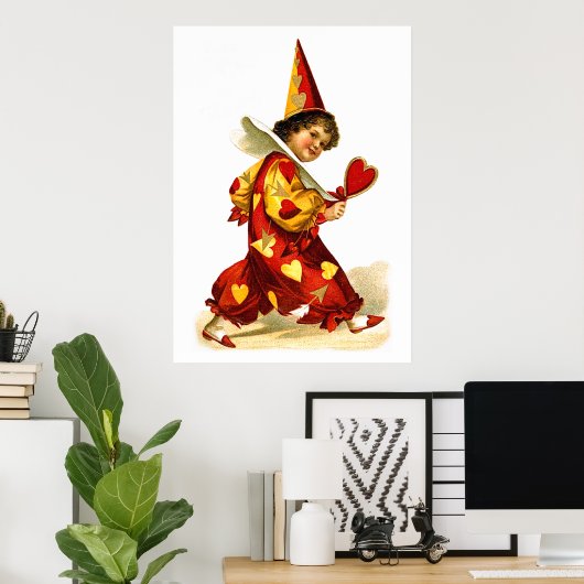 Ellen H. Clapsaddle: Harlequin met hart Poster (Thuiskantoor)