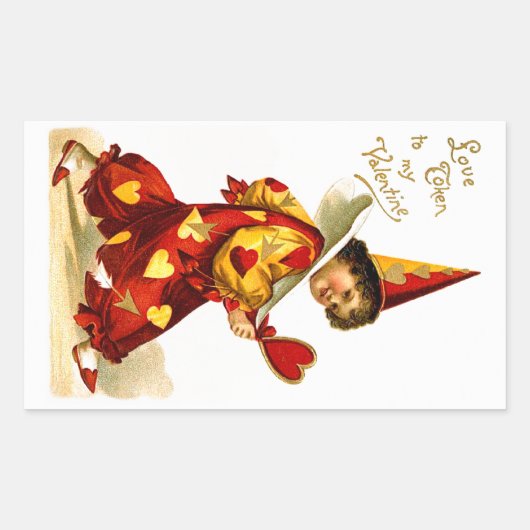 Ellen H. Clapsaddle: Harlequin met hart Rechthoekige Sticker (Voorkant)