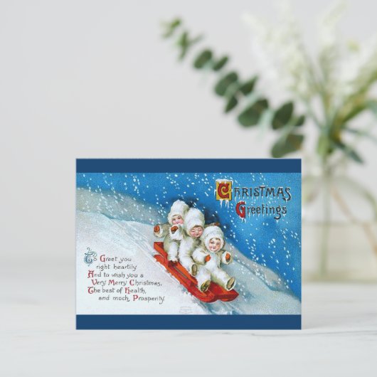 Ellen H. Clapsaddle: Het Kind van de winter op Feestdagenkaart (Staand voorkant)