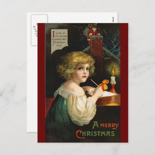 Ellen H. Clapsaddle - Het schrijven van Christmas  Feestdagenkaart (Voorkant / Achterkant)