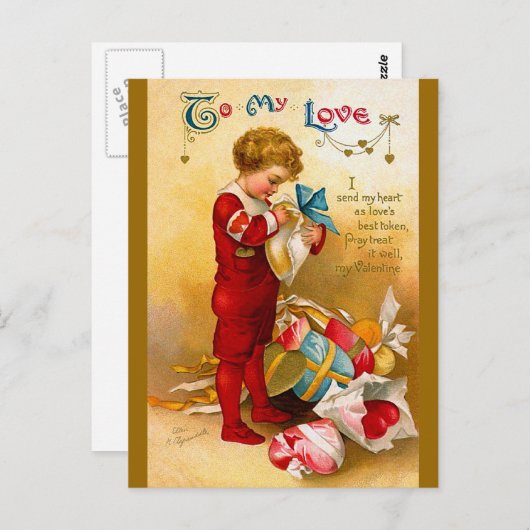 Ellen H. Clapsaddle: Ik stuur mijn hart Briefkaart (Voorkant / Achterkant)