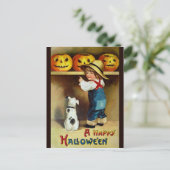 Ellen H. Clapsaddle: Jongen, Dog en Jack O'Lantern Briefkaart (Staand voorkant)