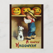 Ellen H. Clapsaddle: Jongen, Dog en Jack O'Lantern Briefkaart (Voorkant)