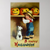 Ellen H. Clapsaddle: Jongen, Dog en Jack O'Lantern Poster (Voorkant)
