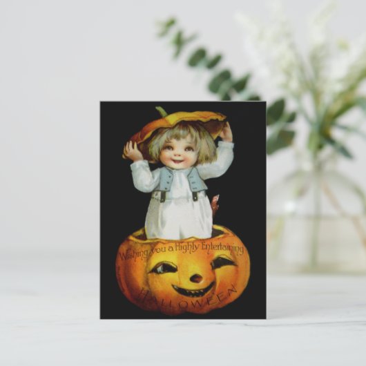 Ellen H. Clapsaddle: Jongen in Pumpkin Briefkaart (Staand voorkant)