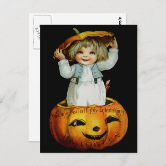 Ellen H. Clapsaddle: Jongen in Pumpkin Briefkaart (Voorkant / Achterkant)