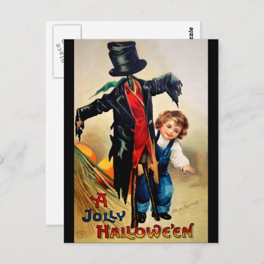 Ellen H. Clapsaddle: Jongen met Scarecrow Briefkaart (Voorkant / Achterkant)